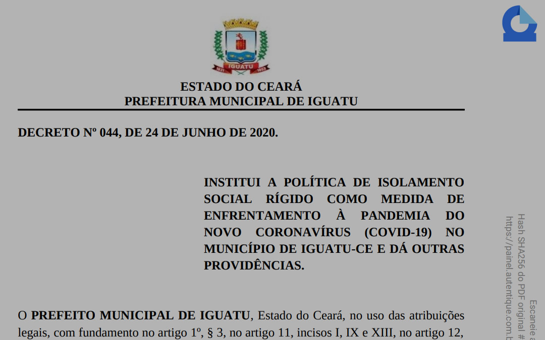 Decreto do Lockdown de Iguatu fecha todo o comércio e proíbe a venda e consumo de bebidas alcoólicas