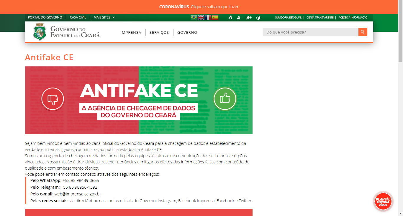 Antifake: Governador Camilo Santana lança agência de checagem de dados e notícias