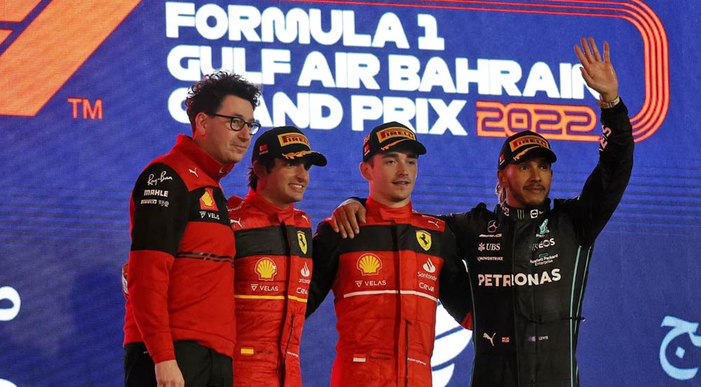 Ferrari e Leclerc vencem no GP do Bahrein e RBR vive duplo desastre