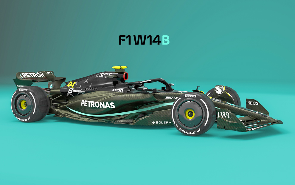 Mercedes apresenta o W14 B com mudanças no conceito do carro